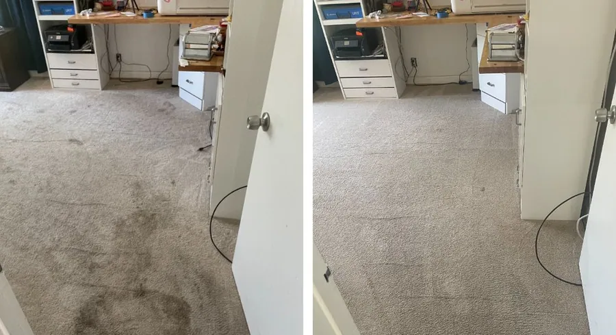 Bedroom carpet stain removal before and after in Cupertino