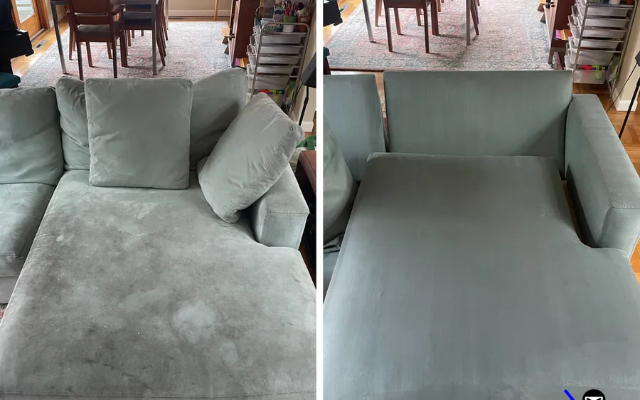 Chaise upholstery cleaning before and after in Palo Alto