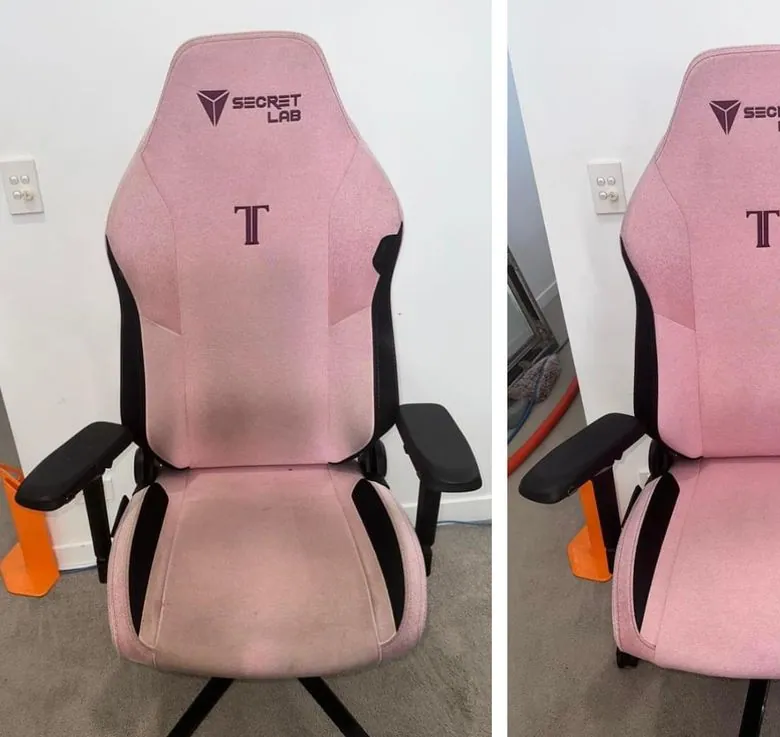 Gaming chair upholstery cleaning before and after in San Jose