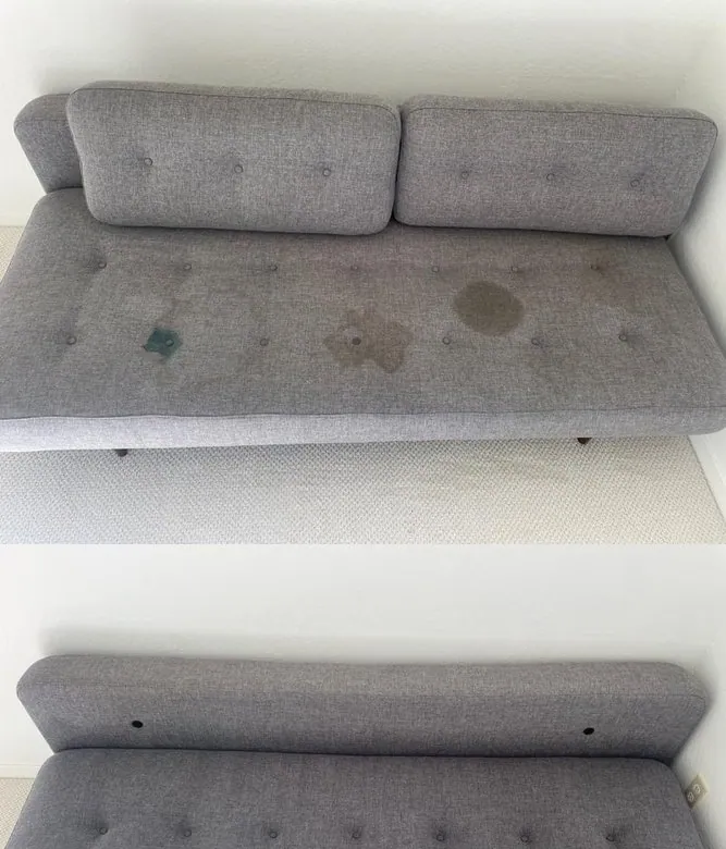 Gray futon stain removal before and after in Hayward