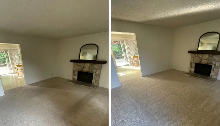Deep steam carpet cleaning before and after across the Bay Area