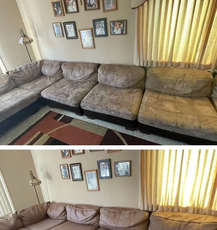 Sectional sofa cleaning before and after in Hayward